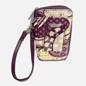 Thirty-one Cotton Very Berry Paisley Wristlet Wallet Purple💜 Tan Green Organizer